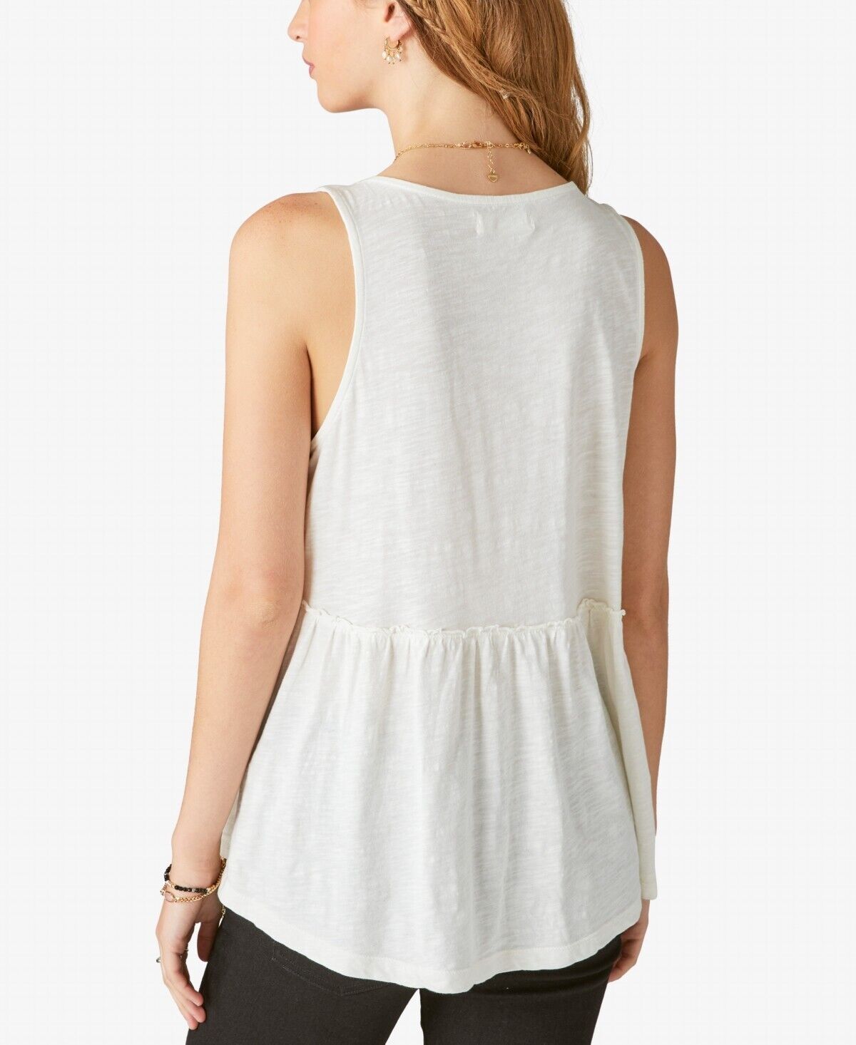 Lucky Brand Women's Pintuck Cotton Tank Top Cream Size XXL MSRP $70