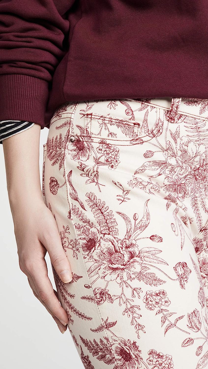 DL1961 Womens Mara Denim Floral Print Straight Leg Pants Pink Size 25