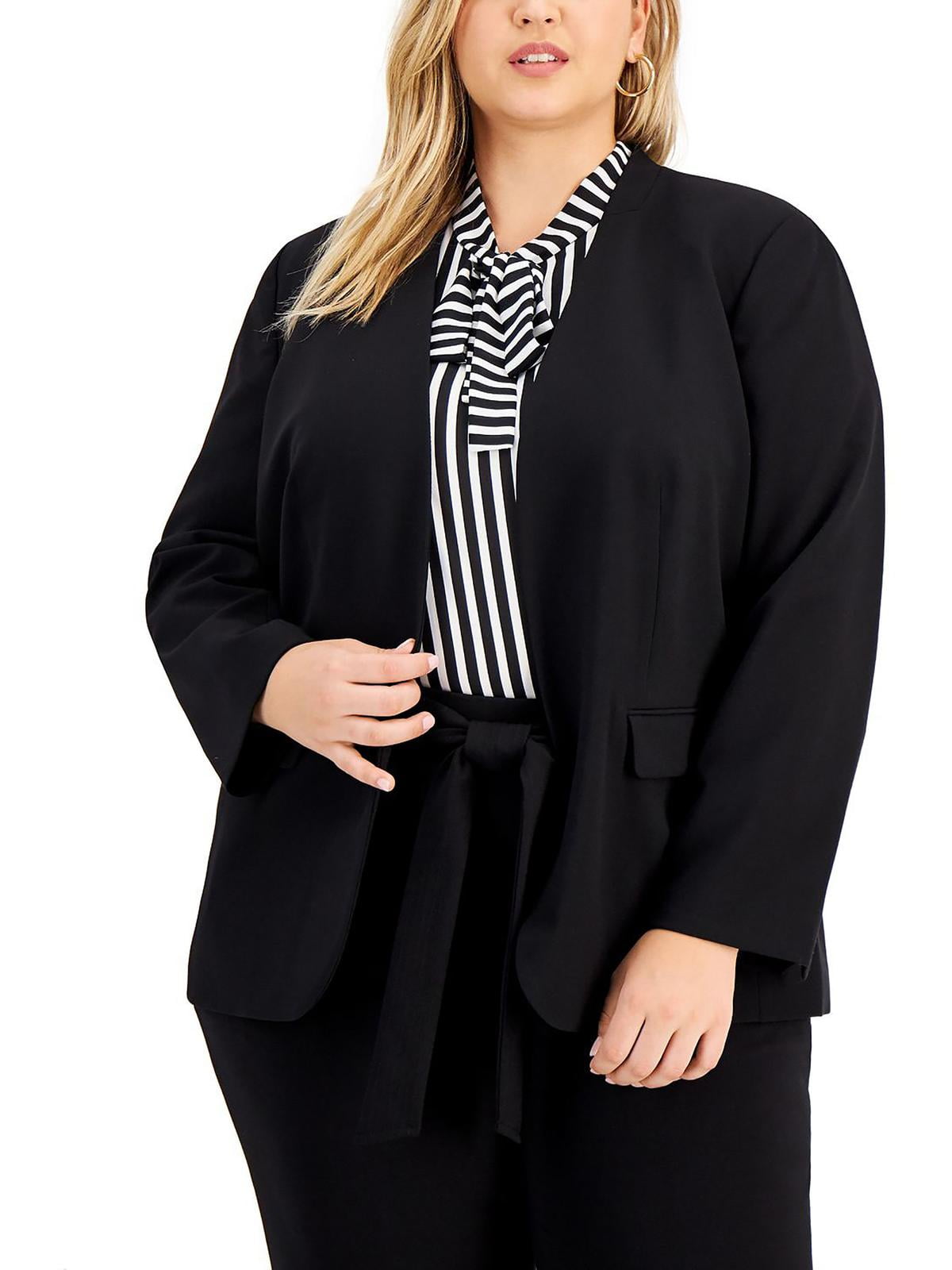 Bar III Womens Plus Office Business Open-Front Blazer Black Size 2X