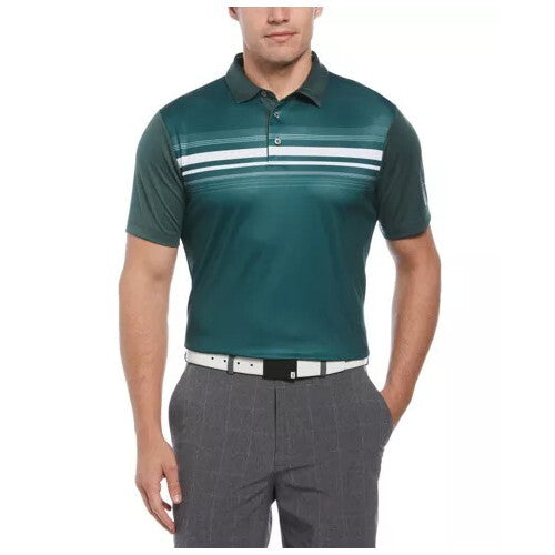 PGA TOUR Mens Athletic-Fit Stripe Perf Sycamore Green Size S MSRP $68