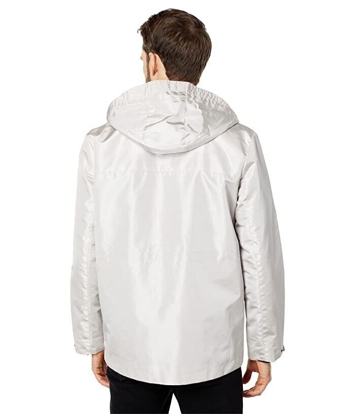 Karl Lagerfeld Men Paris Shiny Four-Pocket Hooded Jacket Silver Size L MSRP $229
