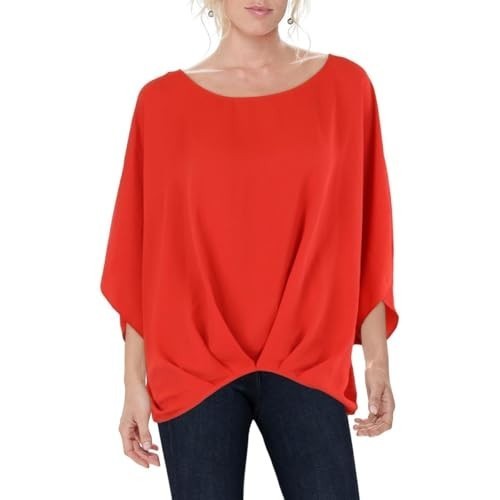 Vince Camuto Womens Batwing-Sleeve Top Tulip Red Size L MSRP $89