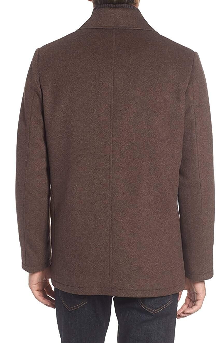 Kenneth Cole Mens New York Wool Coat Peacoat Brown Size S MSRP $250