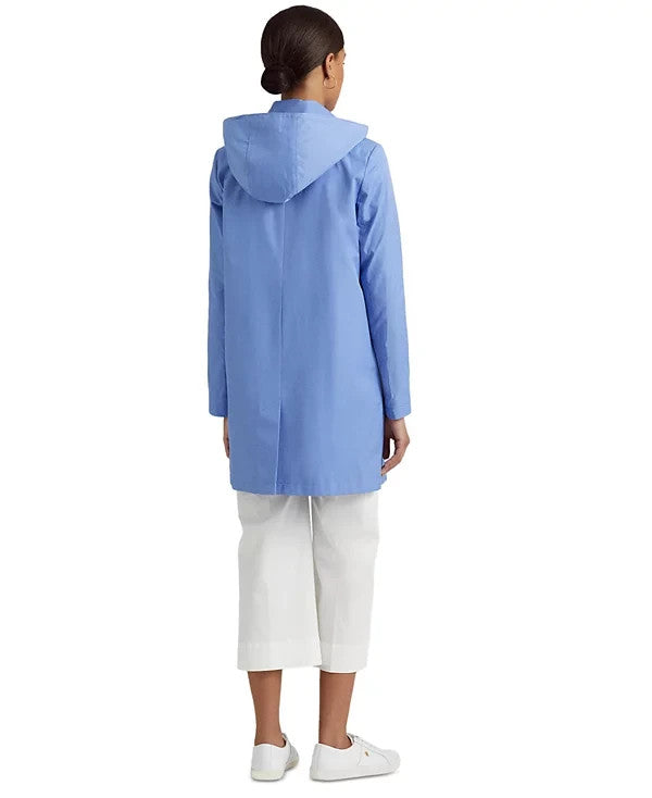 Lauren Ralph Lauren Women's Hooded Raincoat Blue Size PS MSRP $240