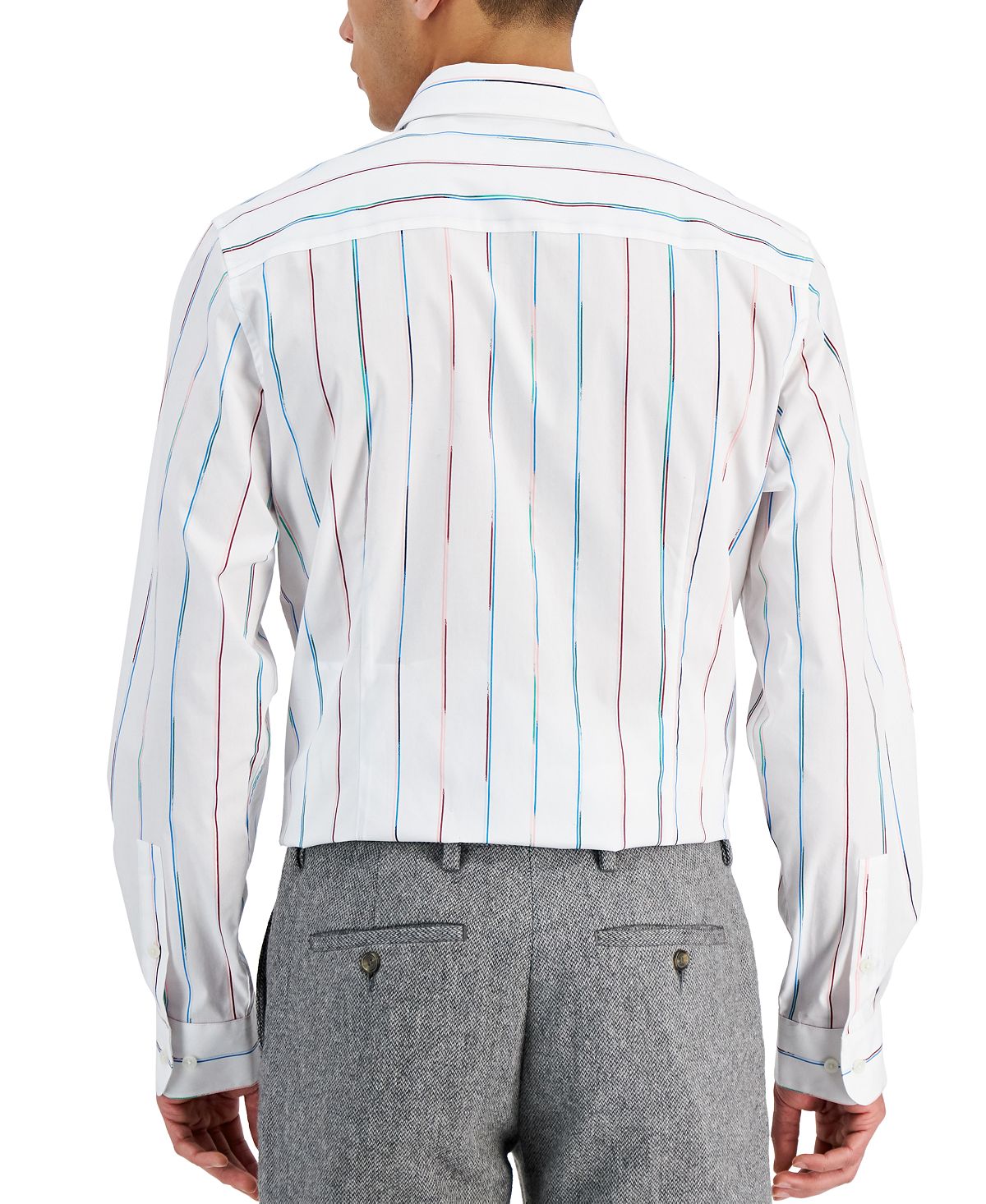 Bar III Men's Slim Fit Painted Stripe Dress Shirt White Size XL MSRP $65