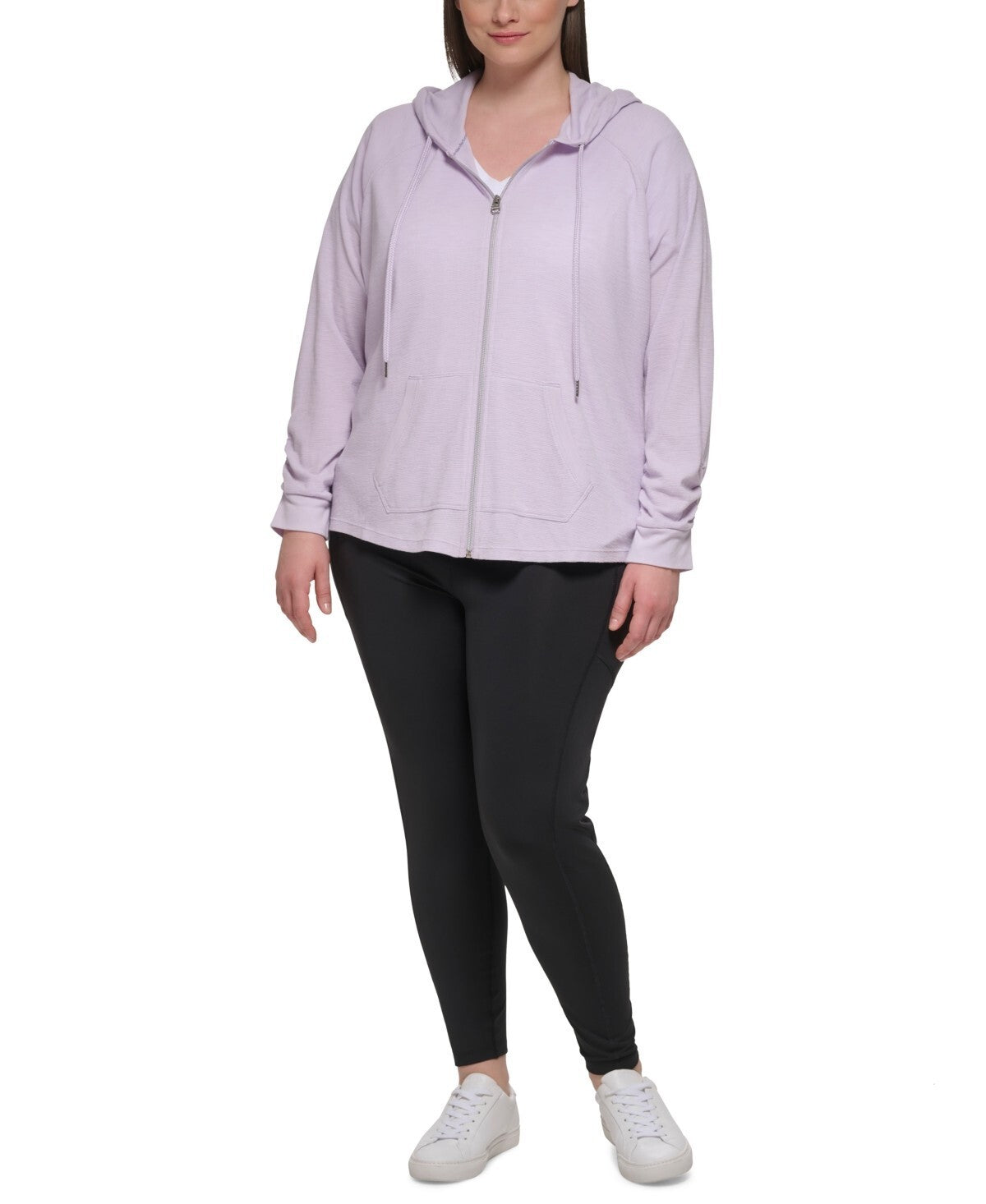 Calvin Klein Performance Ruched-Sleeve Zip Hoodie PURPLE Size 2X MSRP $59