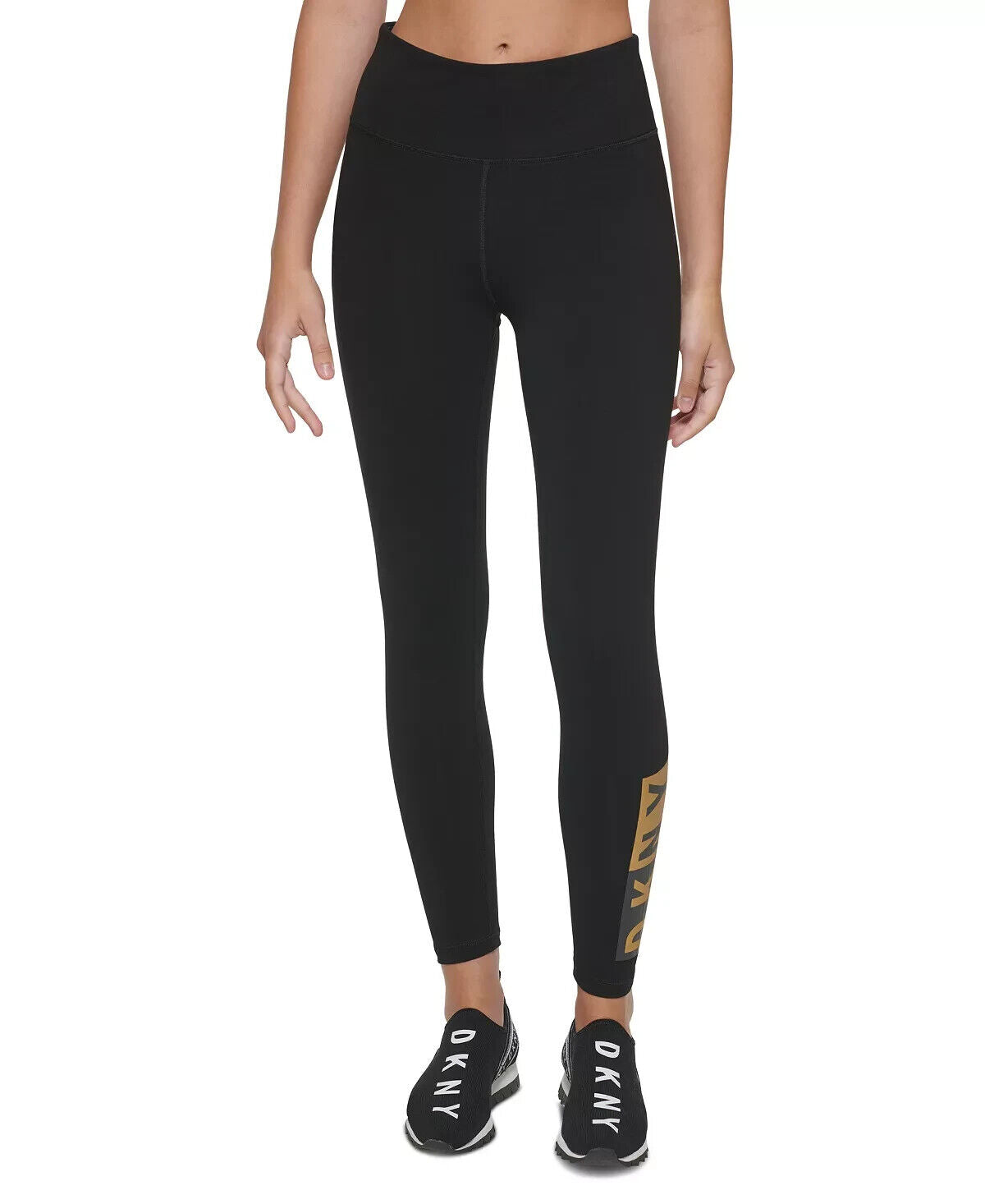 DKNY SPORT Two-Tone Graphic 7/8 Leggings Black Women's Size XS MSRP $60