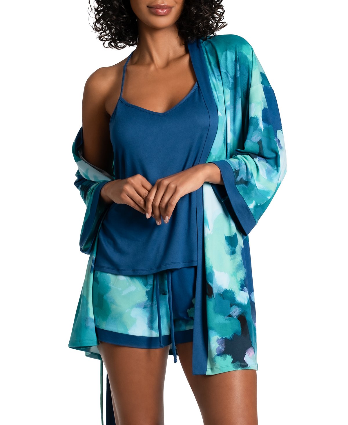 Linea Donatella Women's 3-Pc. Clement Travel Sleep Set - Turquoise, Green Size S
