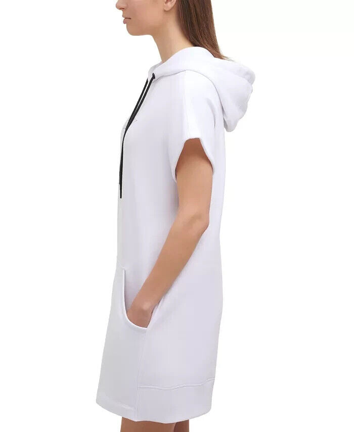 DKNY SPORT Women's Ombr? Logo Hooded Sneaker Dress White Size M MSRP $80
