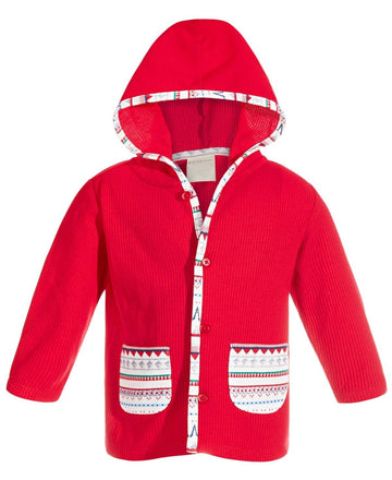 First Impressions Baby Boys Hooded Fair Isle Jacket red Size 3-6M