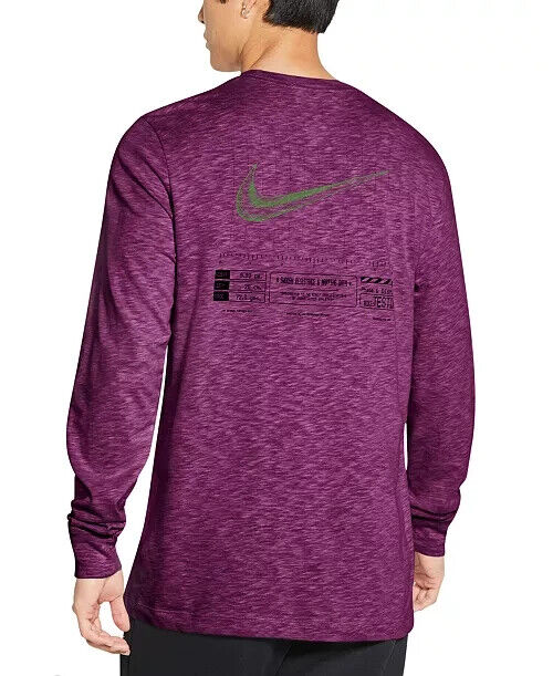 Nike Men's Dri-fit Long-Sleeve Training T-Shirt purple Size S MSRP $30