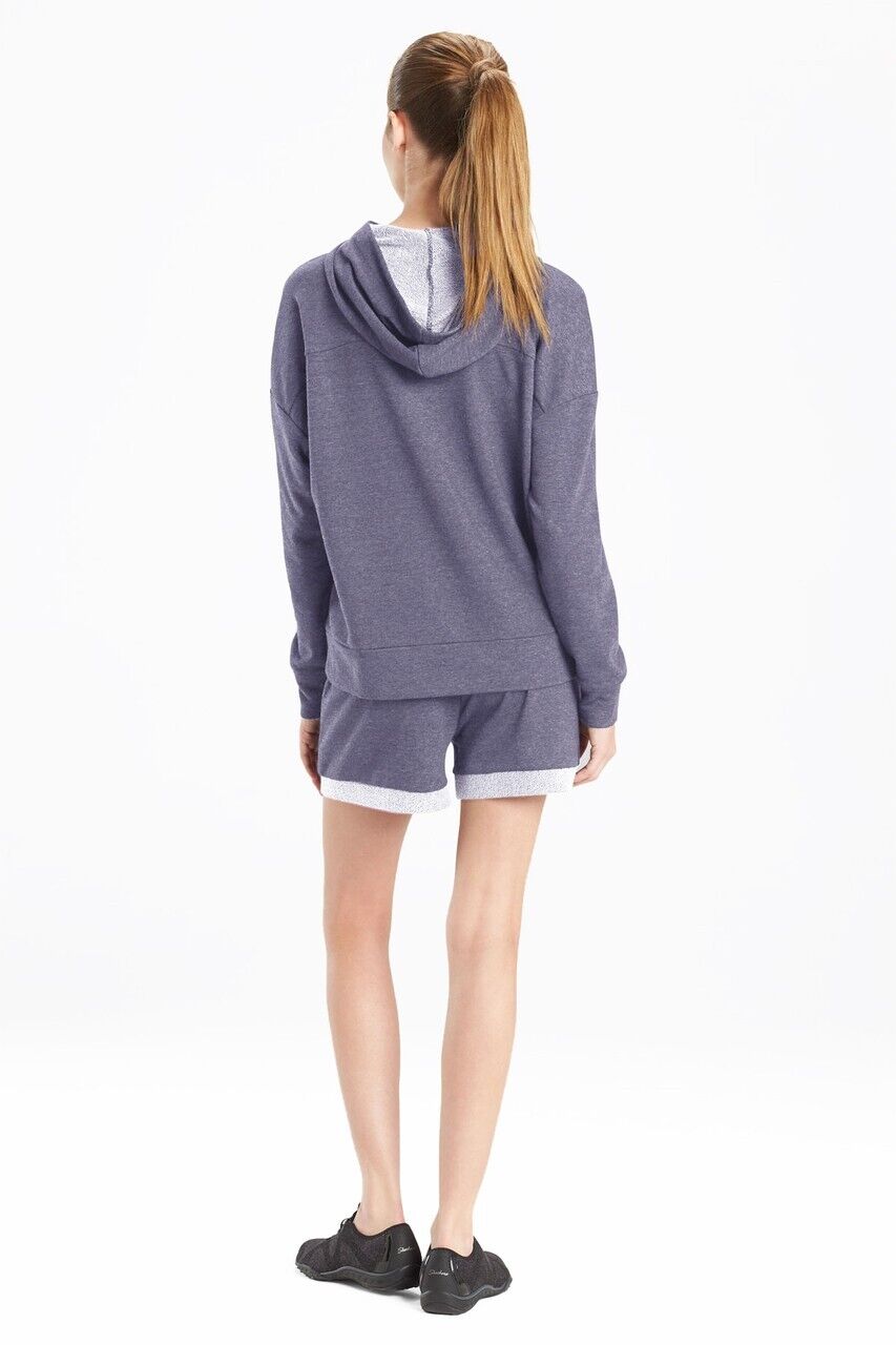 Josie Natori Women's Chi French Terry Active Half-Zip Top Blue Size M MSRP $72