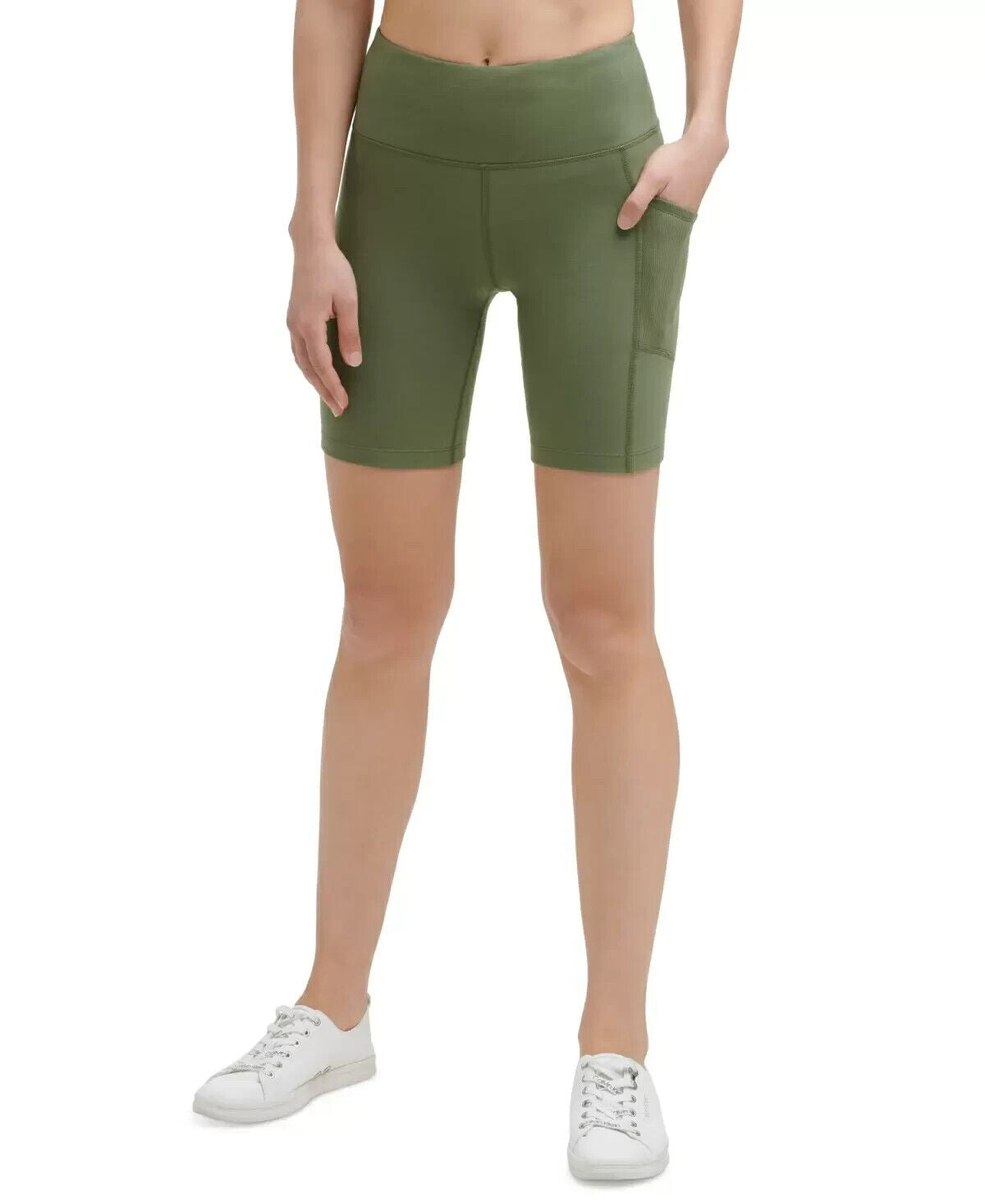 Calvin Klein Women's High-Waist Bike Shorts green Size M MSRP $40
