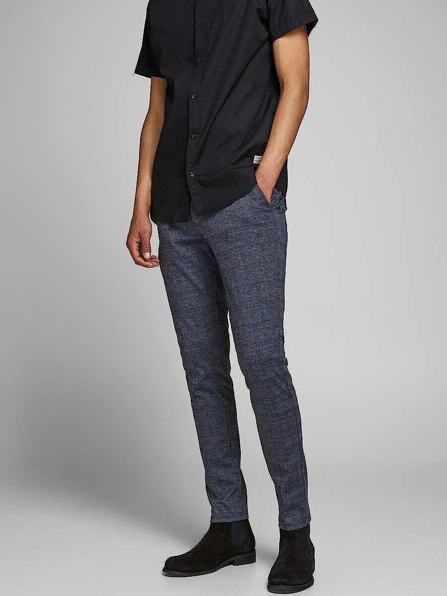 JACK & JONES Men's Marco Plaid Slim Knit Pants Gray Size 36/32 MSRP $70