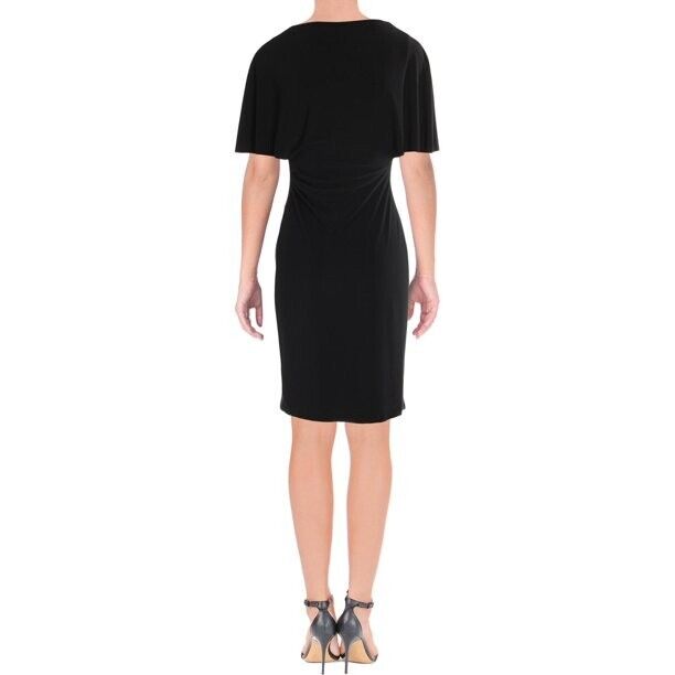 Lauren Ralph Lauren Womens Topaz Two Tone Cape Sleeves Dress Size 6 Black