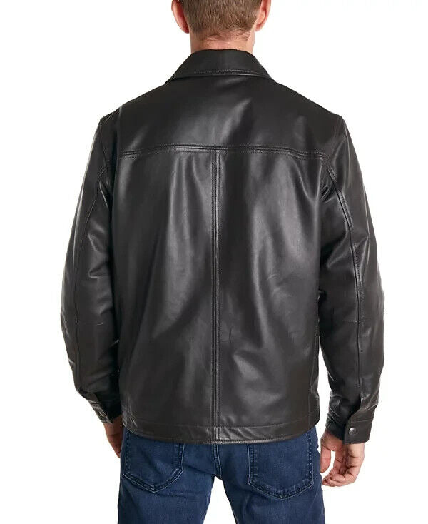Perry Ellis Men's Classic Leather Jacket Black Size XXL MSRP $525