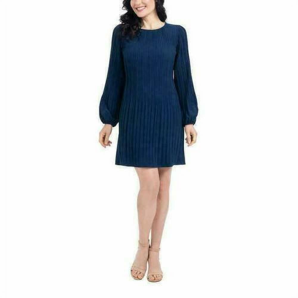 Hilary Radley Women's Pleated Stretch Dress Navy Blue Size L