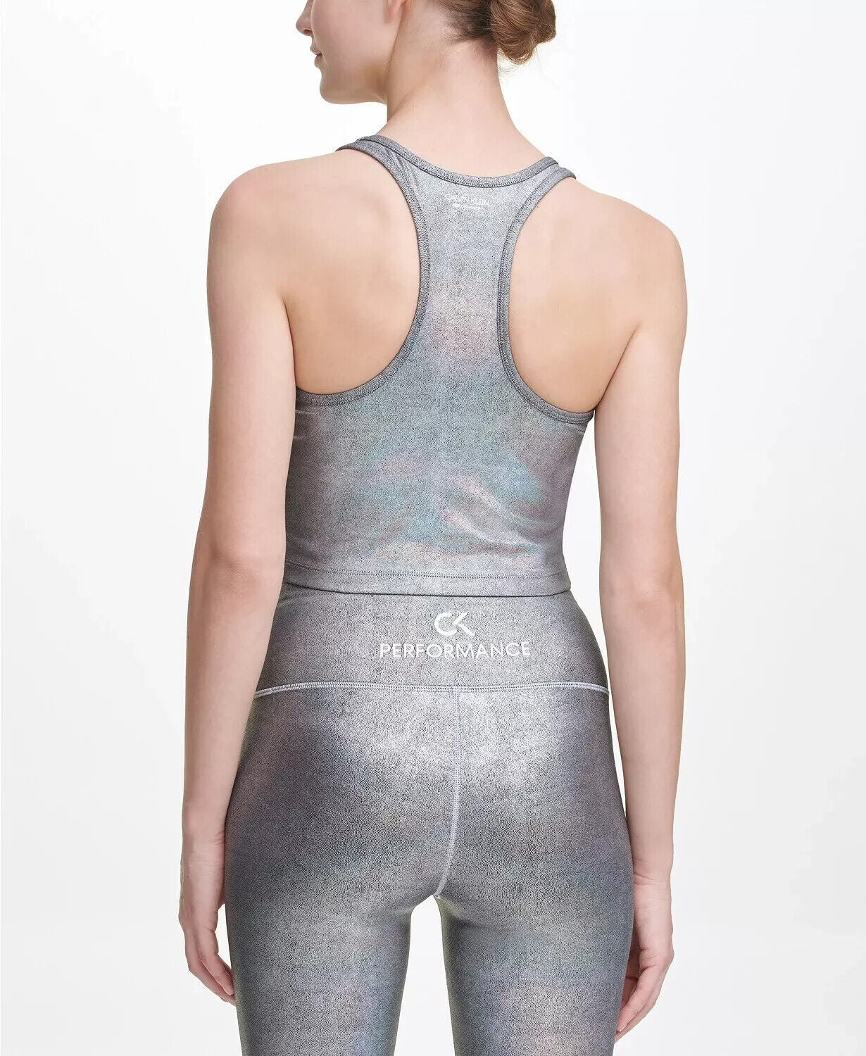 Calvin Klein Performance Womens Cropped Tank Top Size S Luster Silver MSRP $50