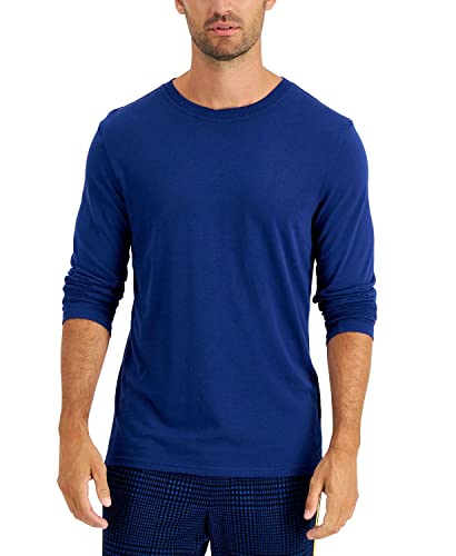 Club Room Mens Sleepwear Crewneck Long Sleeve Sleepshirt Blue Size XL