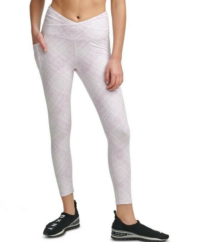 DKNY Crossover-Front Tie-Dyed Leggings Pink Size XS MSRP $60