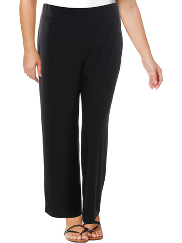 NY Collection Womens Plus Stretch Flat Front Wide Leg Pants Size 2X Black