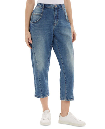 Frayed Denim Curved Leg Jeans Women Size 30 MSRP $80