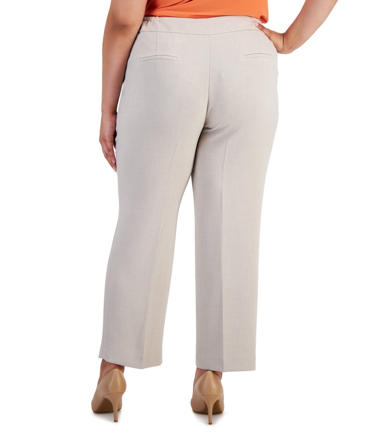 Kasper Plus Size Straight-Leg Pants BEIGE Size 18W MSRP $89