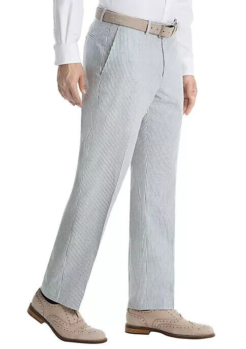Lauren Ralph Lauren Blue Stripe Cotton Suit Separate Pants Blue White Size 44X30