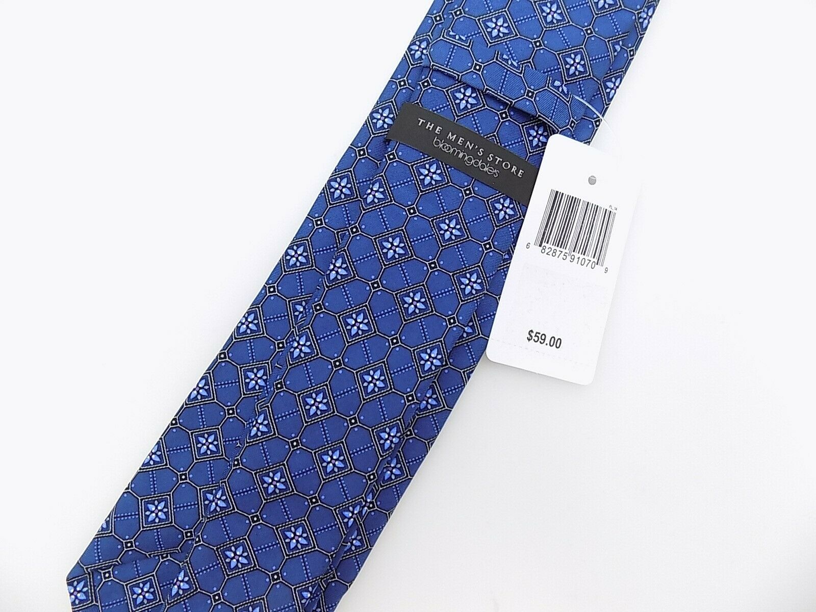The Men's Store at Bloomingdale's Floral Square Silk Classic Tie Blue MSRP $59