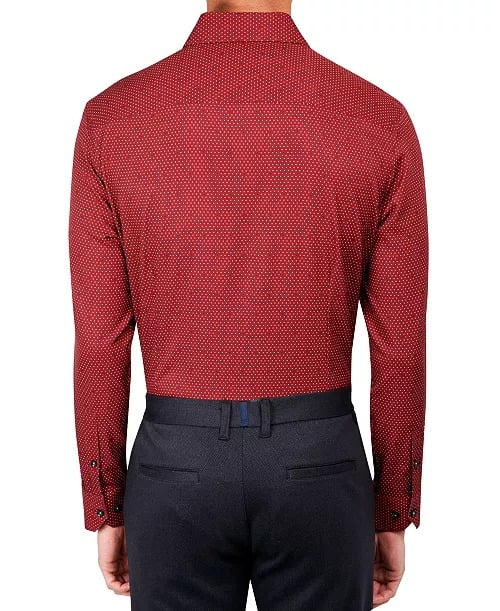 Society of Threads BURGUNDY red Slim-Fit Dress Shirt 2X Size 18-18.5x35/36 $80