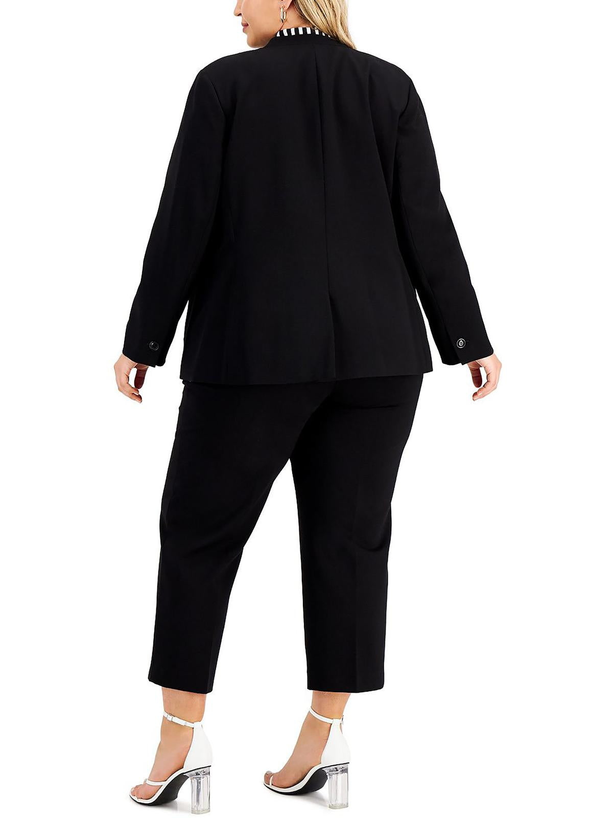 Bar III Womens Plus Office Business Open-Front Blazer Black Size 2X