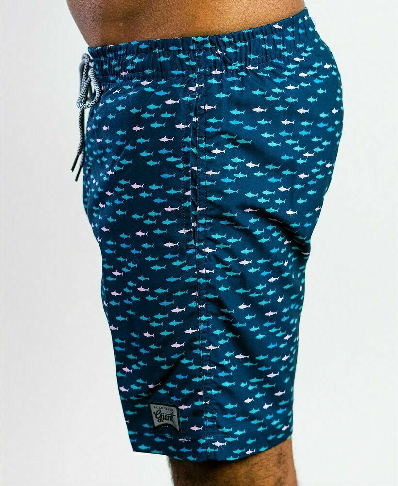 BEAUTIFUL GIANT Men's Beach Swim Pocketed Board Short Navy Blue Size M