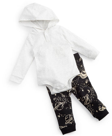 First Impressions Baby Boys 2-Pc Hooded Bodysuit Grey Size 0-3 months