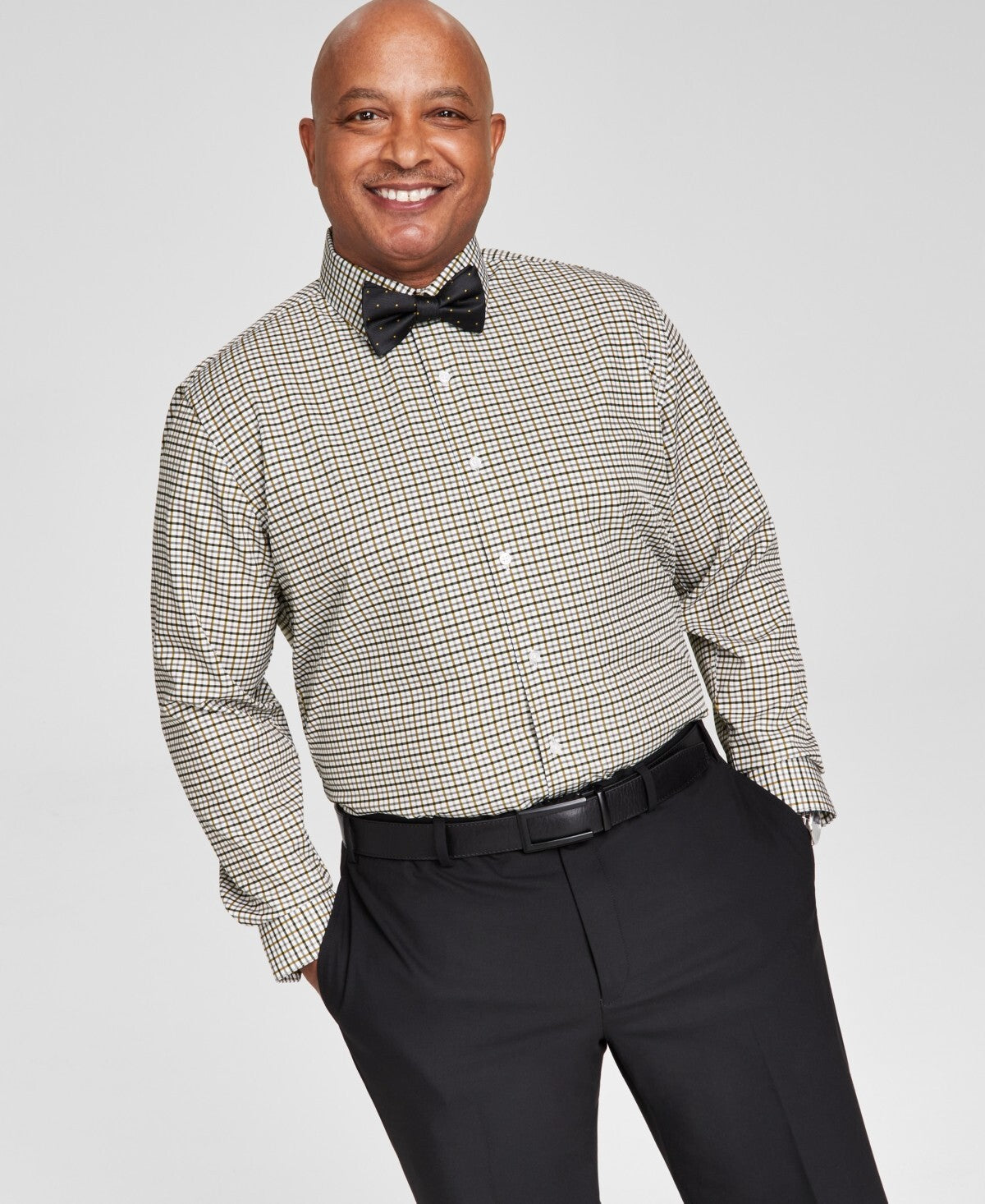 Tayion Collection Men's Slim-Fit Plaid Dress Shirt Brown Size 17/17.5 x 32/33