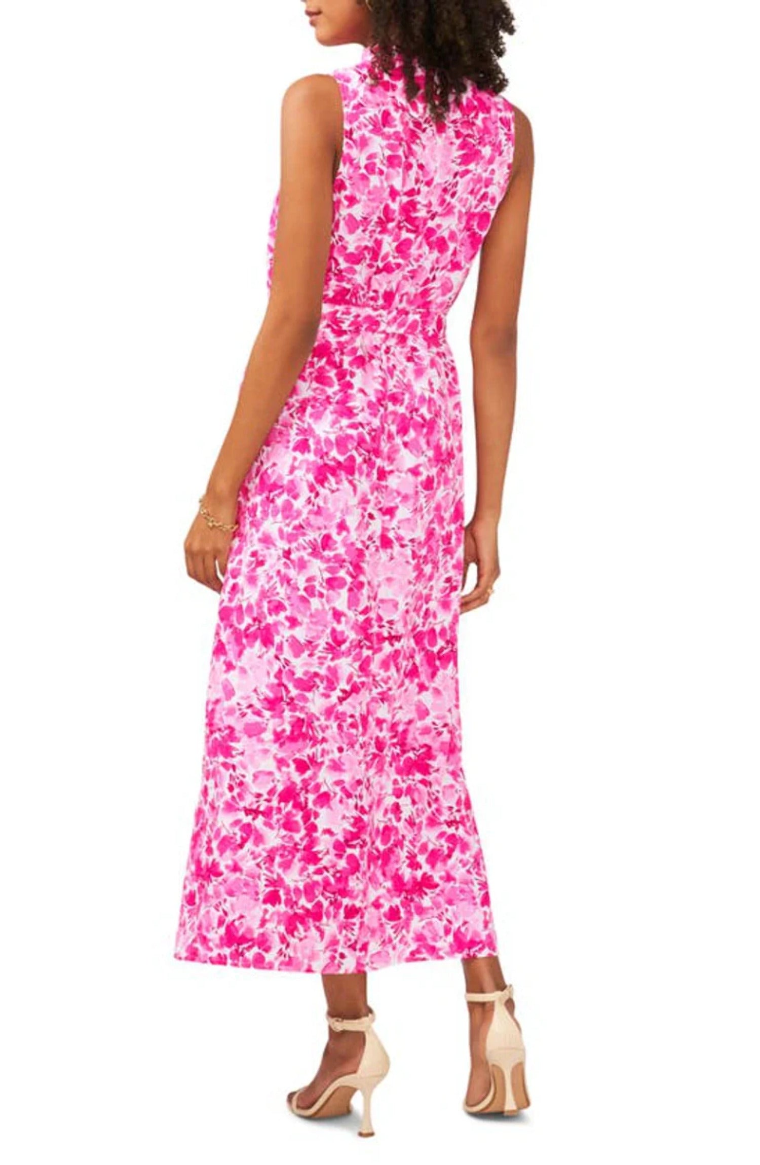 VINCE CAMUTO Printed Cowl Neck Maxi Dress Pink Size Size XXS