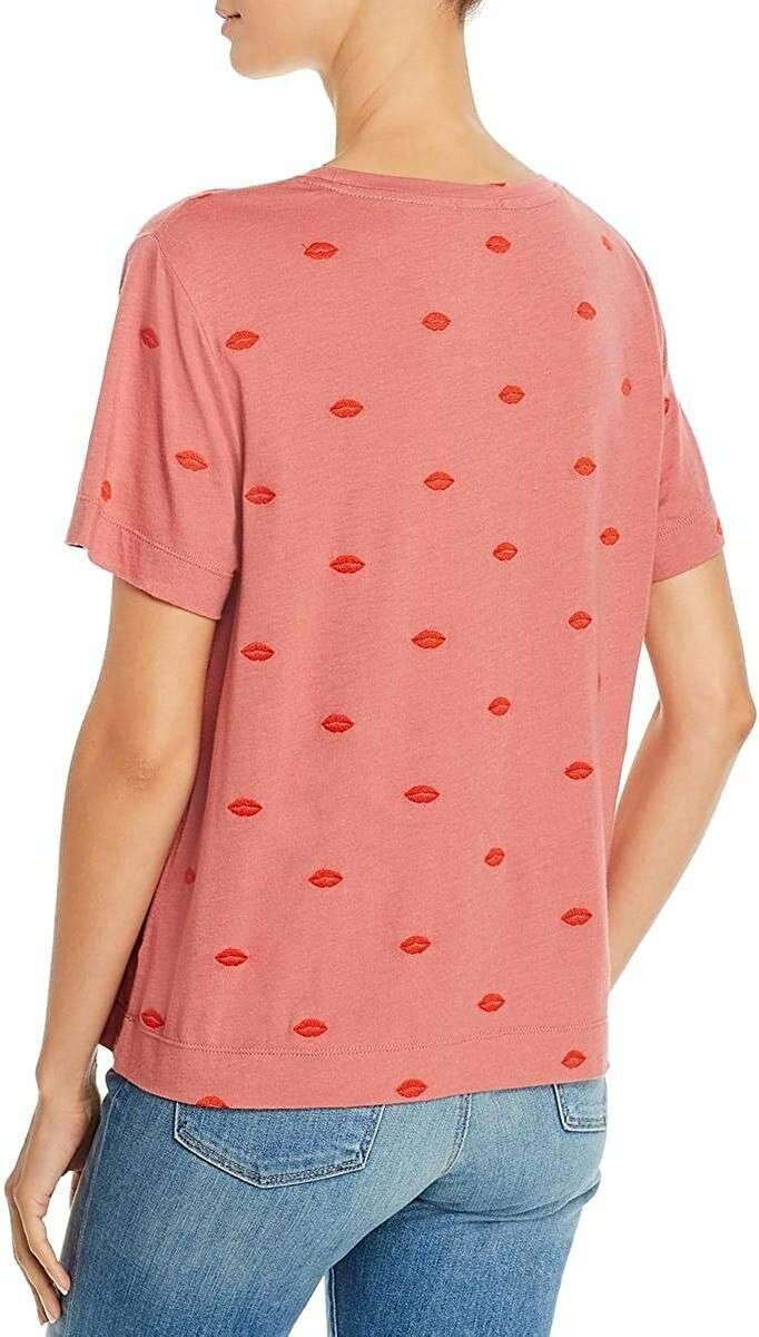 Splendid Womens for The Love of Embroidered Short Sleeves T-Shirt Red Size M