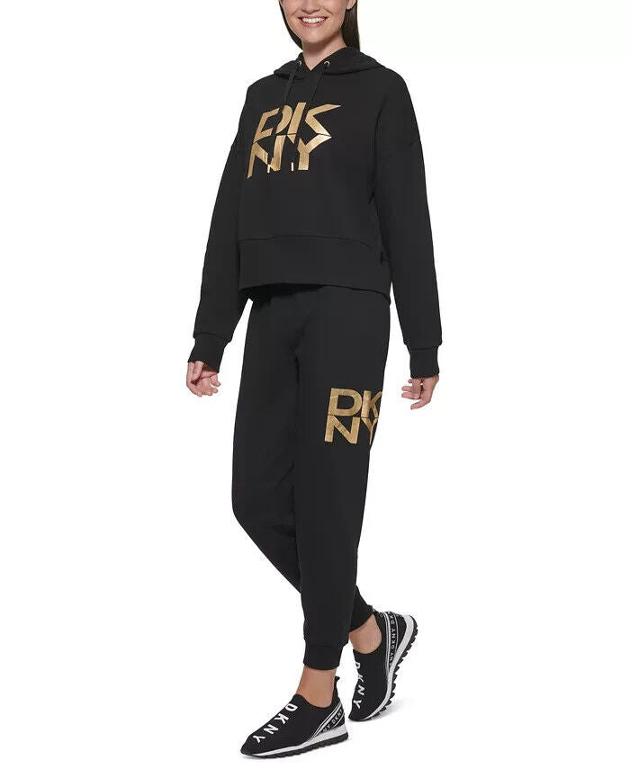 Dkny Women Sport Graphic Hoodie Black Size XL MSRP $70