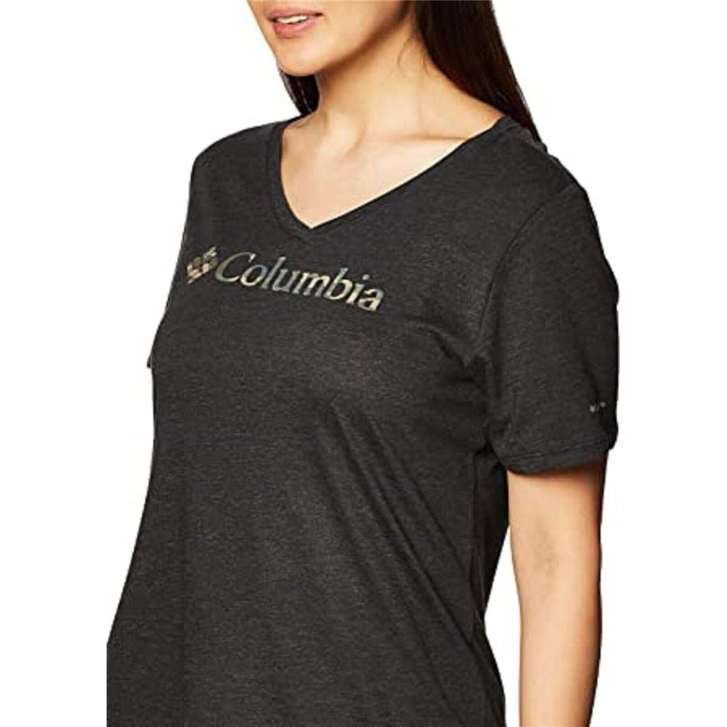 Columbia Women's black heather/ print columbia Relaxed Tee Shirt, Plus Size 1x