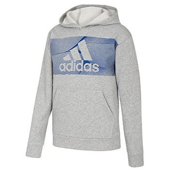 adidas Boy's Cotton Event21 Hooded Pullover (Big Kids) Grey Size S (8 Big Kids)