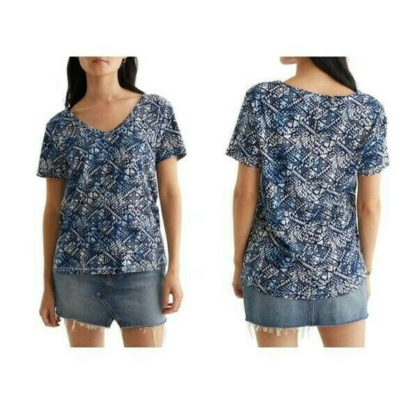 Lucky Brand Women's Classic V-Neck T-shirt womens blue Size XS MSRP $40