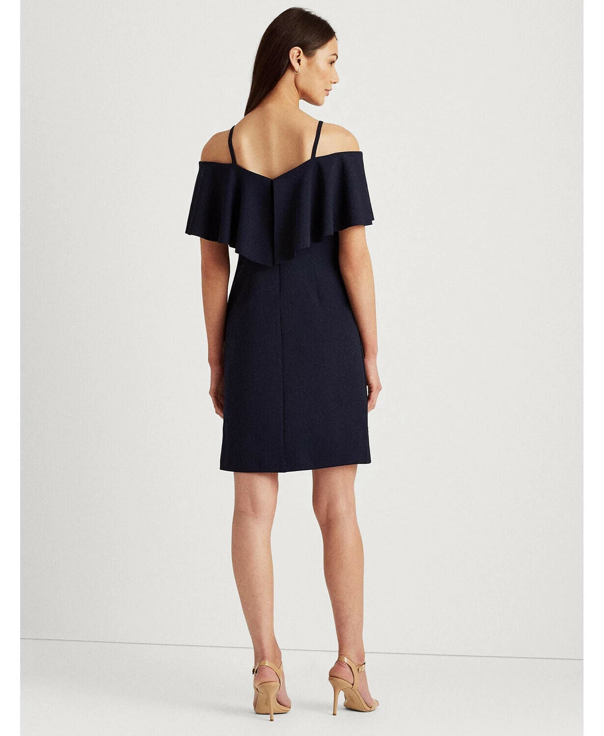 Lauren Ralph Lauren Crepe Cocktail Dress womens navy blue Size 10 MSRP $155
