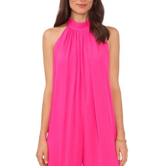 VINCE CAMUTO Halter Wide Leg Jumpsuit Pink Size XS MSRP $99