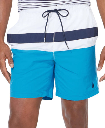 Nautica Men's Colorblocked 8" Swim Trunks blue Size 2XL MSRP $60