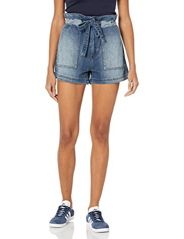 Hudson Jeans Women's Belted Cinched Waist Jean Short, Heatwave, Blue Size 28