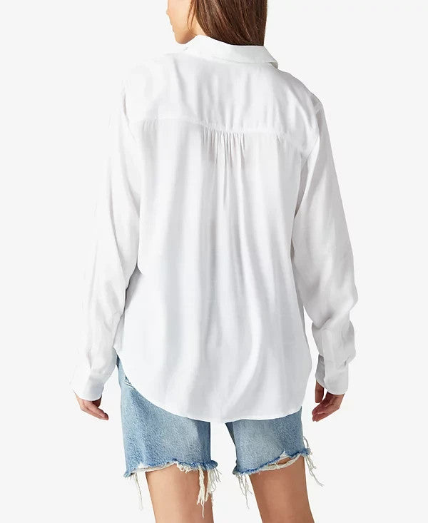 Lucky Brand Boyfriend Button-Down Shirt White Size S MSRP $80