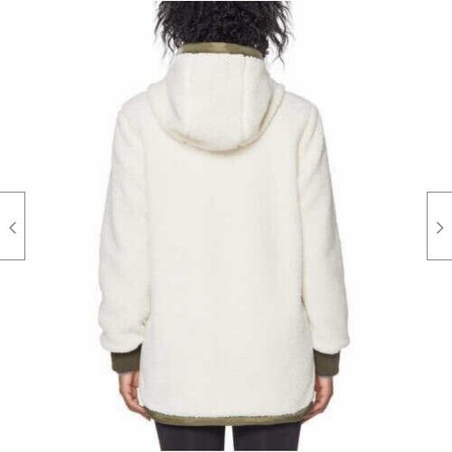 1 Madison Expedition Womens Fuzzy Jacket with Hood ivory green Size XL