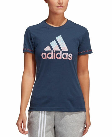adidas Women's Badge of Sport Cotton Logo T-Shirt Blue Navy Size XS MSRP $25