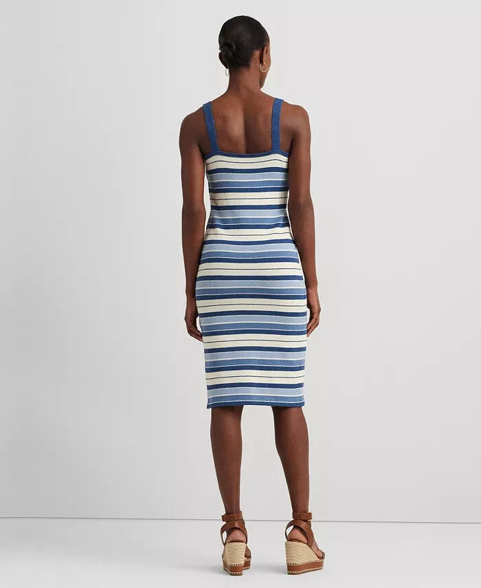 Lauren Ralph Lauren Womens Striped Tank Dress Size S Blue MSRP $165