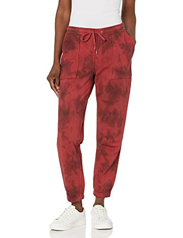Hudson Jeans Women's French Terry Utility Jogger TIE DYE, Red Size L