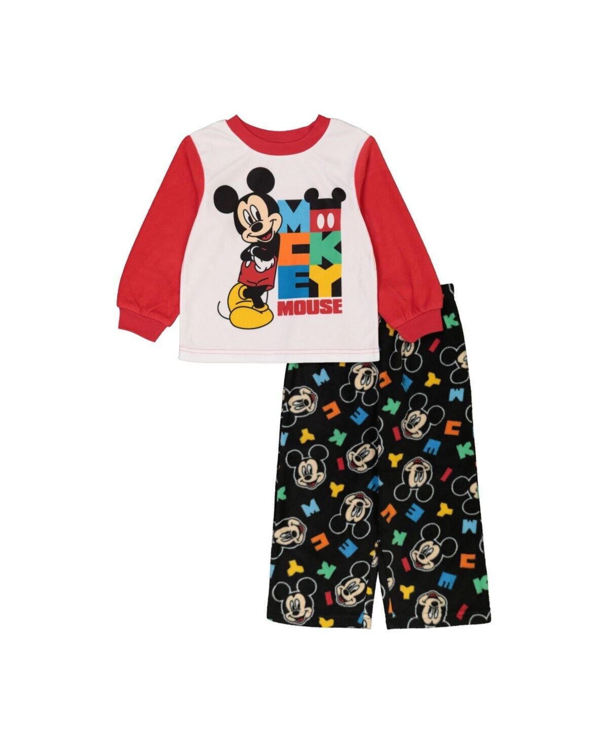 Mickey Mouse Baby Boys Pajama Set, 2 Pieces Black Red Size 12M